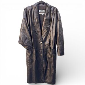 80s Matrix Oversized Leather Trench Coat Black